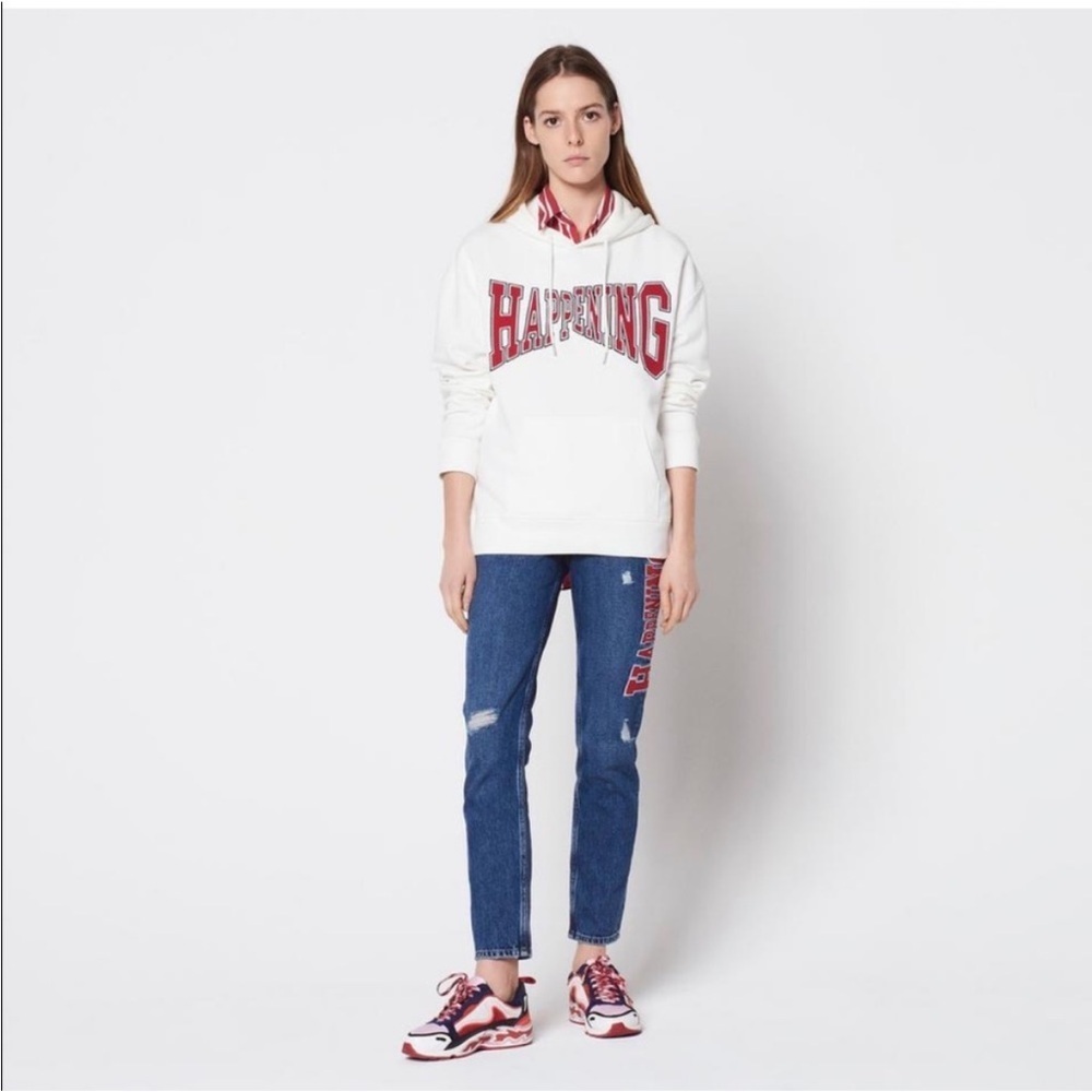 Sandro Hortense Distressed "Happening" Jeans Straight Ankle Tag 42 10 US / 32”